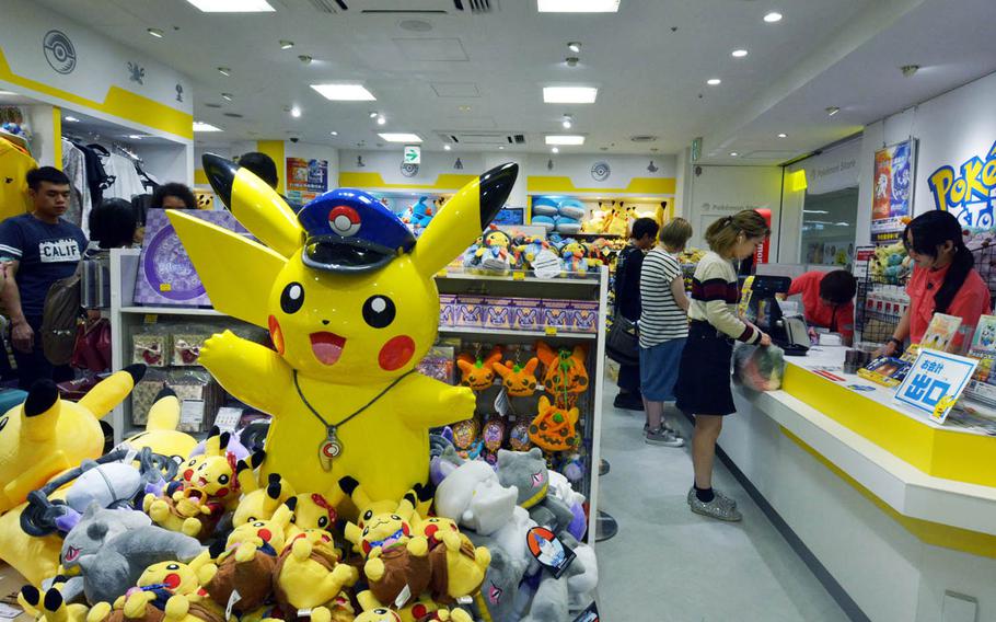 Souvenir shops at Tokyo Station sell merchandise for popular characters in Japanese pop culture, such as Pikachu from "Pokemon."