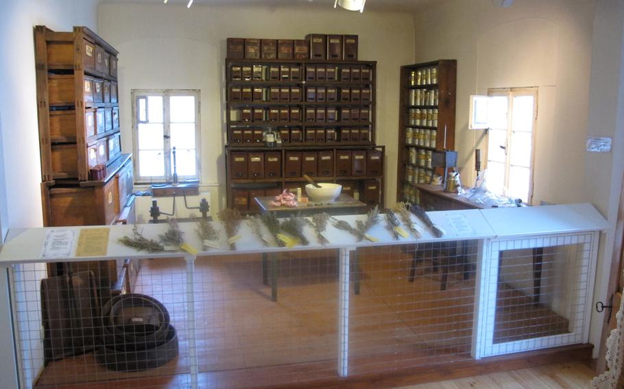 The herb chamber is one of several small exhibitions in Museum im Westrich in Ramstein, Germany. The room depicts a local pharmacy from around 1900.