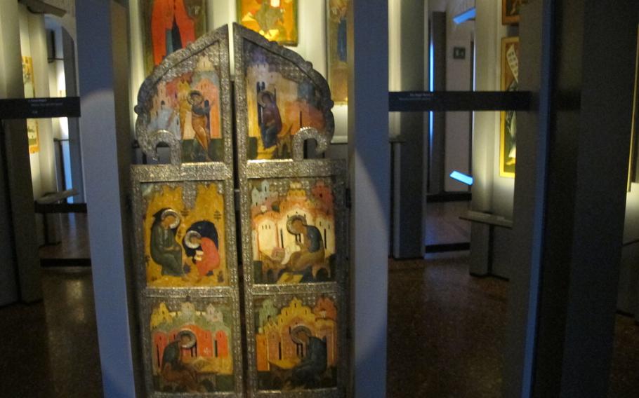 The collection of Gallerie D'Italia-Palazzo Leoni Montanari includes numerous Russian icons as well as Italian Renaissance art.