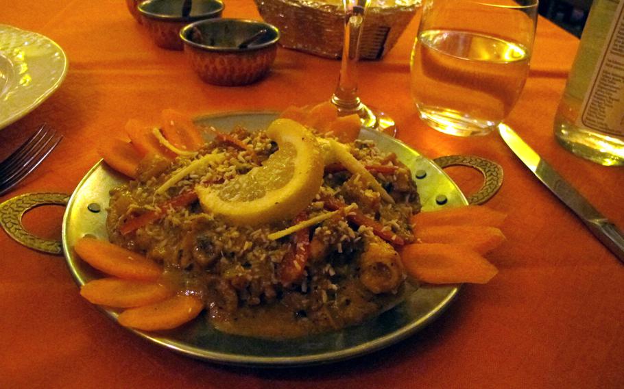 An order of prawns marsala at Buddha Restaurant in Vicenza takes the chill off a cold winter day.