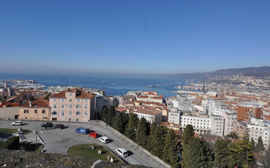 The ramparts on the Castle of San Giusto in Trieste, Italy, offer nice views over much of the city and harbor.