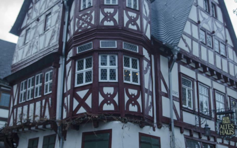 The altes haus, or old house, in Bacharach, Germany, was built in 1368 in the traditional half-timber style of medieval Germany. Bacharach is a small town nestled in the Rhine gorge with great views and hiking opportunities.
