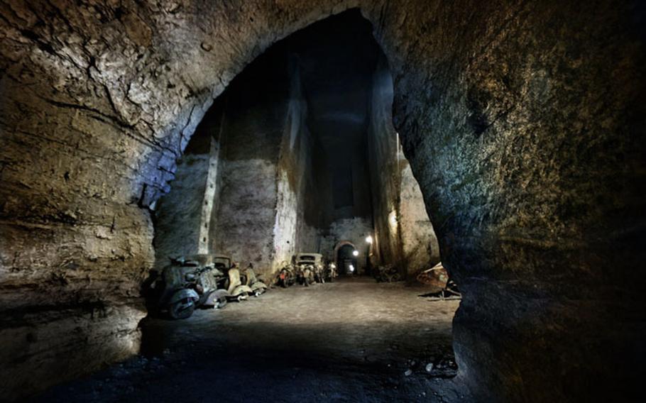 The high-ceiling areas were quarries centuries before the Bourbon Tunnel was dug. The spacious quarries and cisterns made it easier for19th century tunnel crews to burrow.