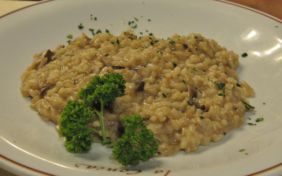 This risotto, featuring radicchio and cheese, was a first-course option during a recent visit to La Conca, a restaurant on the outskirts of Vigonovo, Italy.