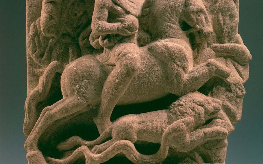 A Roman depiction of the deity Mithras from the collection of the Kurpfaelziches Museum in Heidelberg, Germany.