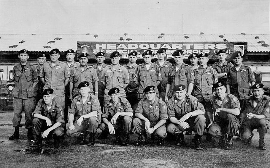 Barry Sadler, third from right in the second row, arrived in Vietnam on Dec. 29, 1964, at the 5th Special Forces headquarters in Nha Trang.