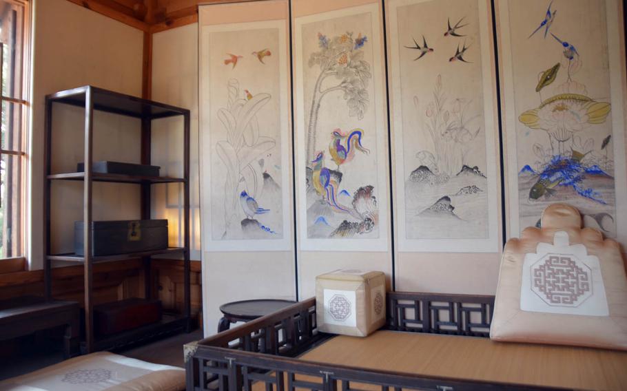 Furniture and decorations in the women's quarters of the nobleman's house at the Korea Furniture Museum in Seoul.