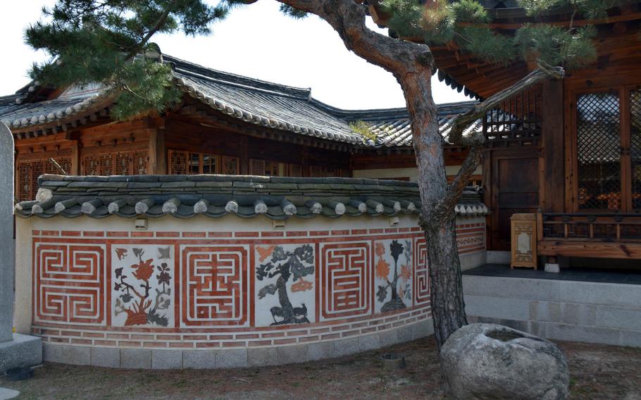 A view of the Korea Furniture Museum's exterior from the courtyard. The museum comprises 10 traditional Korean dwellings known as hanok that have been salvaged and reassembled on a hilltop in northern Seoul.