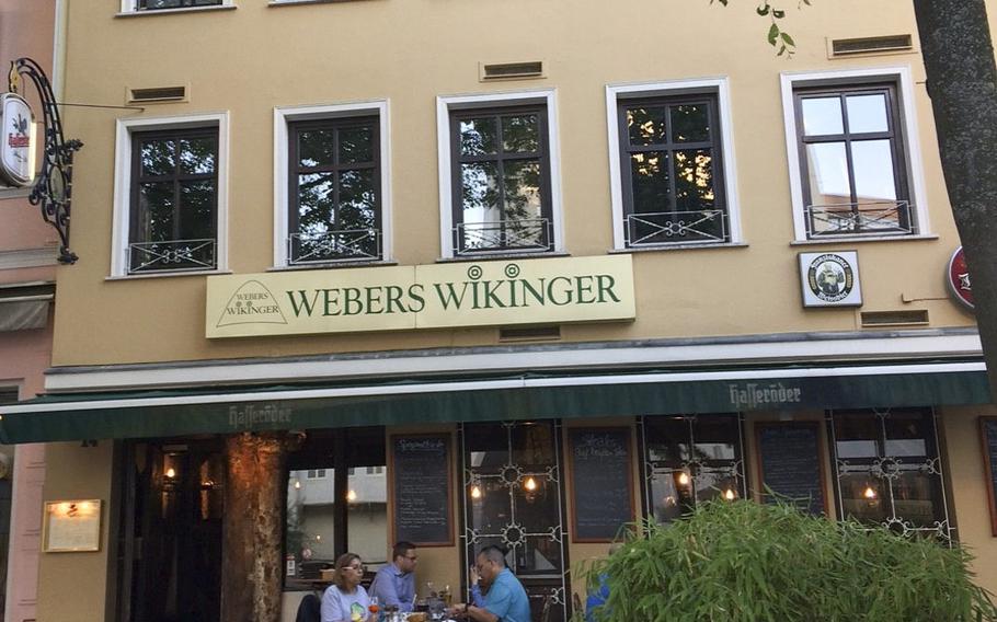 Weber's Wikinger in Wiesbaden serves traditional German food, despite its name. The name actually comes from the shape of the alley in Wiesbaden's old city where it is located, which resembles a Viking longship from above.