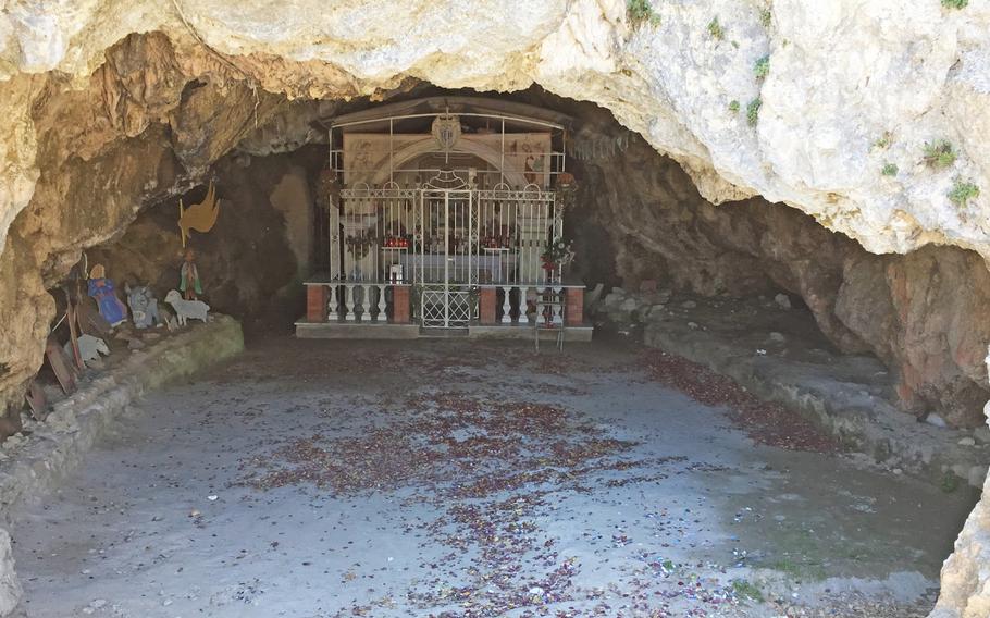 The cave beneath Santuario dell'Avvocata where a 15th century shepherd claimed the Madonna appeared to him while he dozed and inspired him to create the sanctuary. The cave now has a tableau and an altar for conducting ceremonies.
