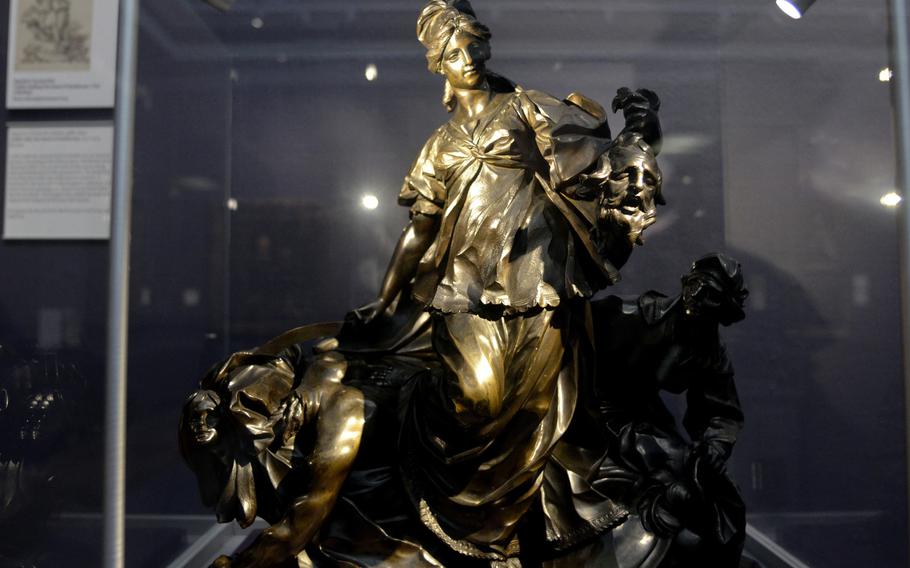 The bronze statue Judith with the Head of Holofernes, created by Italian artist Agostino Cornacchini in 1722-1723, at the Birmingham Museum and Art Gallery in Birmingham, England.