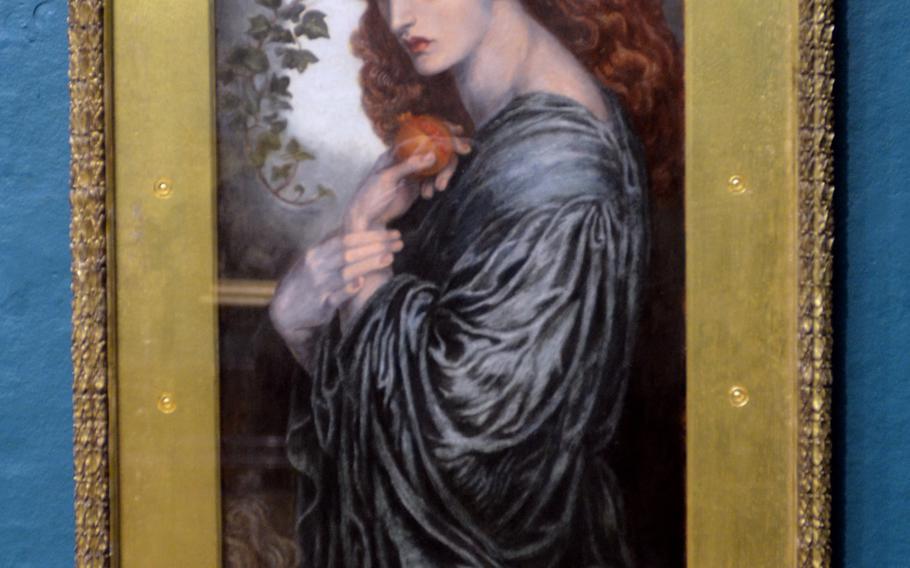 The painting "Proserpine," 1881, by Dante Gabriel Rossetti at the Birmingham Museum and Art Gallery in Birmingham, England. The model for the painting was Jane Morris, who Rossetti often painted or drew as a tragic heroine.