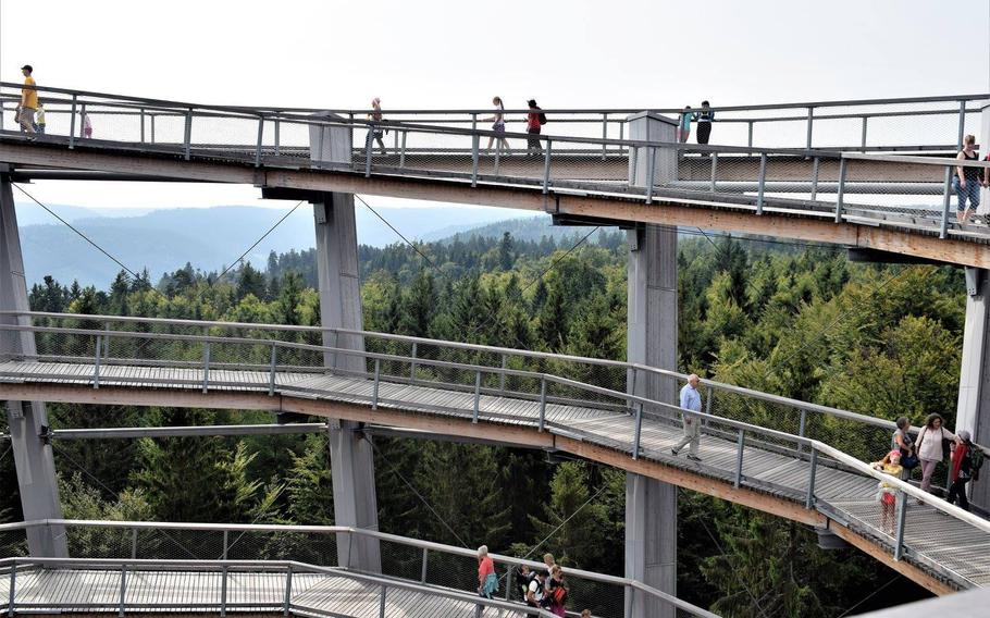 The observation tower at the end of the Baumwipfelpfad takes visitors even higher than the treetop walk that precedes it, offering visitors spectacular views of the surrounding Black Forest.