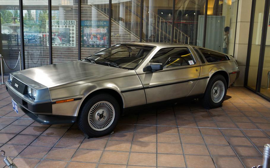 A Delorean DMC-12, best known for its use as a time machine in the "Back to the Future" movies, is on display at the History Garage in Toyota's Mega Web theme park in Tokyo.