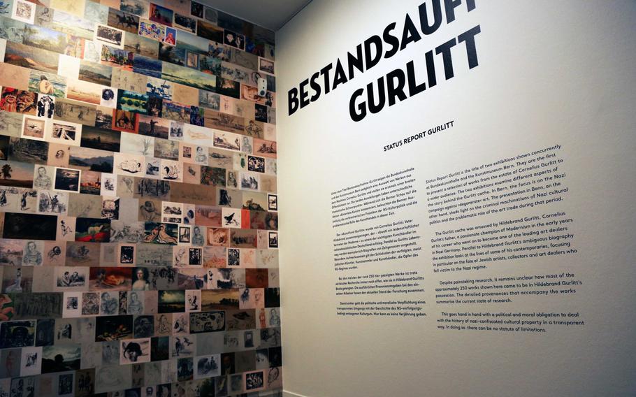 The exhibit "Gurlitt: Status Report, Nazi Art Theft and Its Consequences" runs at the Bundeskunsthalle in Bonn, Germany, until March 11, 2018.