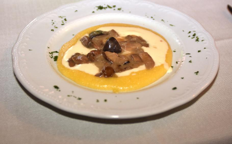 A recent appetizer choice at La Casa Gialla was one of its standard offerings - polenta with cheese and mushrooms.