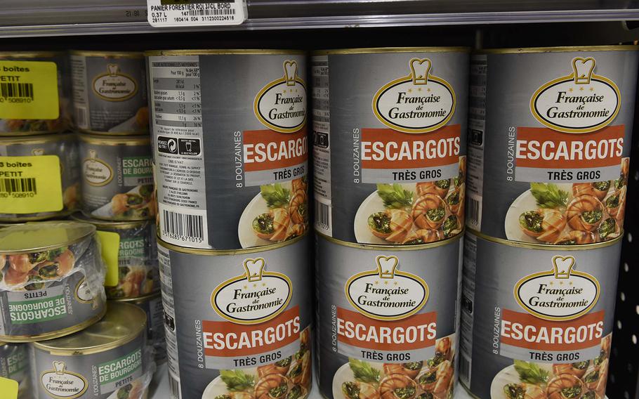Escargot - known in English as snail - is popular delicacy in France. At Simply Market, a grocery store in Spicheren, France, you can buy it by the can.

Jennifer H. Svan/Stars and Stripes