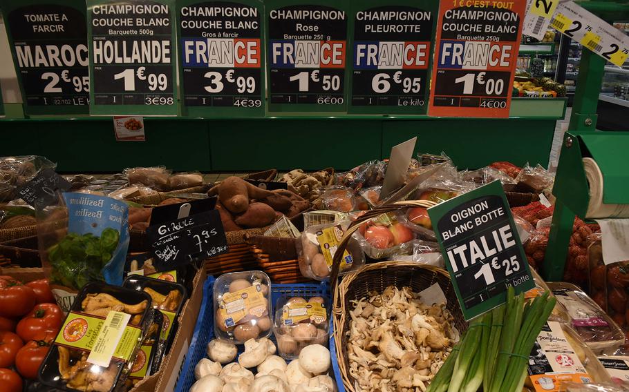A variety of mushrooms, some from France, were among the fungal offerings at Simply Market, a grocery store in Spicheren, France, near the German border.

Jennifer H. Svan/Stars and Stripes