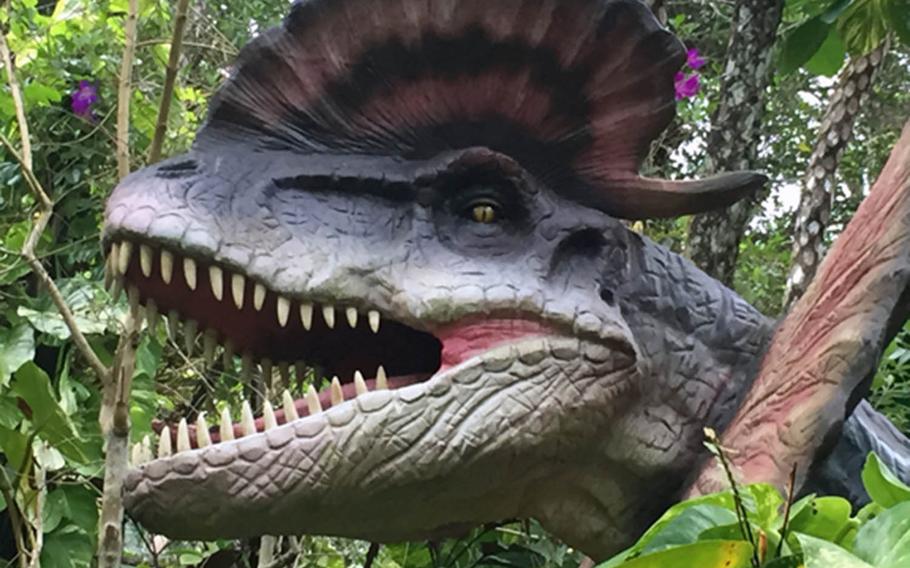The Dilophosaurus is among the many attractions at Dino Park in Okinawa, Japan.