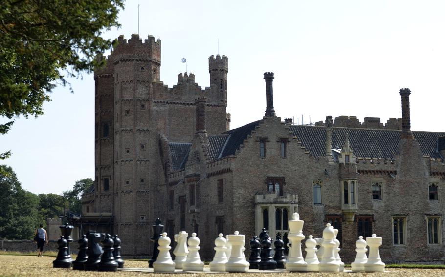 Oxburgh Hall in Oxborough, England, is a moated country house constructed in 1482, during the War of the Roses. Sir Edmund Bedingfeld built the house, which served as his family's home for about 500 years.