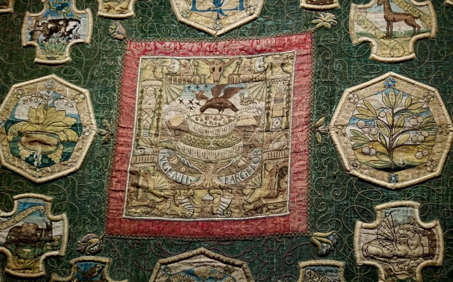 Mary Queen of Scots made embroideries such as this one  during her imprisonment  at Oxburgh Hall in Oxborough, England. The panel depicts morals from classical literature and contemporary folklore.