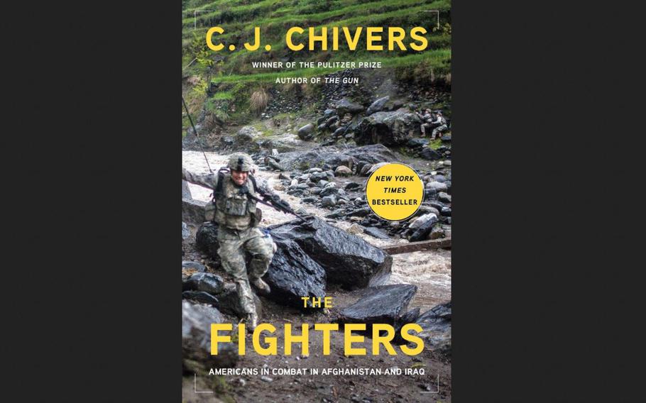 Pictured here is the cover of ''The Fighters: Americans in Combat in Afghanistan and Iraq,'' which features a photograph of an ambush beginning alongside Afghanistan's Korengal River on April 15, 2009, taken by Tyler Hicks of the New York Times.