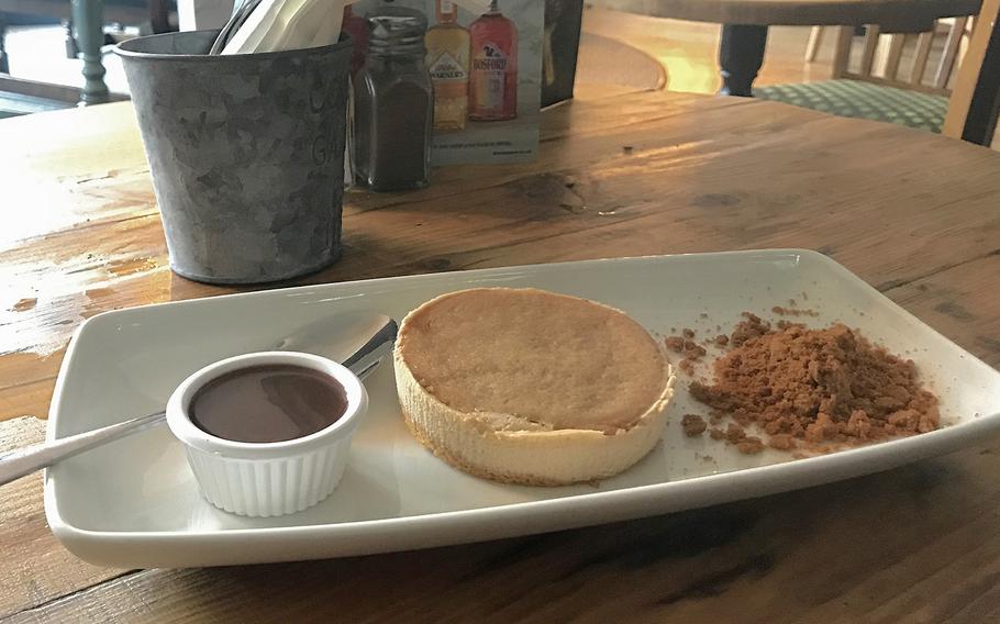 The Salted Caramel Ice Cream Cheesecake Sandwich at White Hart in Newmarket, U.K.,  Nov. 2, 2019.