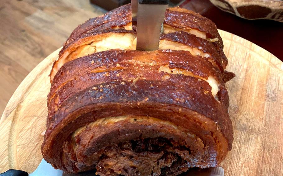 Filipino lechon belly, a crispy pork dish stuffed with lemongrass, garlic and onions, is a favorite among the 40,000 Filipinos living in Bahrain.
