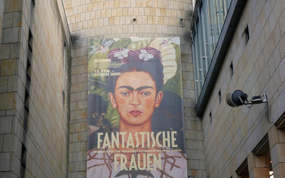 The new exhibit at the Schirn exhibit hall in Frankfurt, Germany, is "Fantastische Frauen," or "Fantastic Women," and features Frieda Kahlo's famous "Self-Portrait with Thorn Necklace and Hummingbird" on its posters and ads. The exhibit runs through July 5.