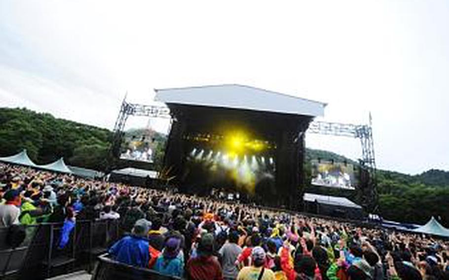 Crowds pack the grounds of the Naeba Ski Resort in Niigata for the 2011 Fuji Rock Festival.