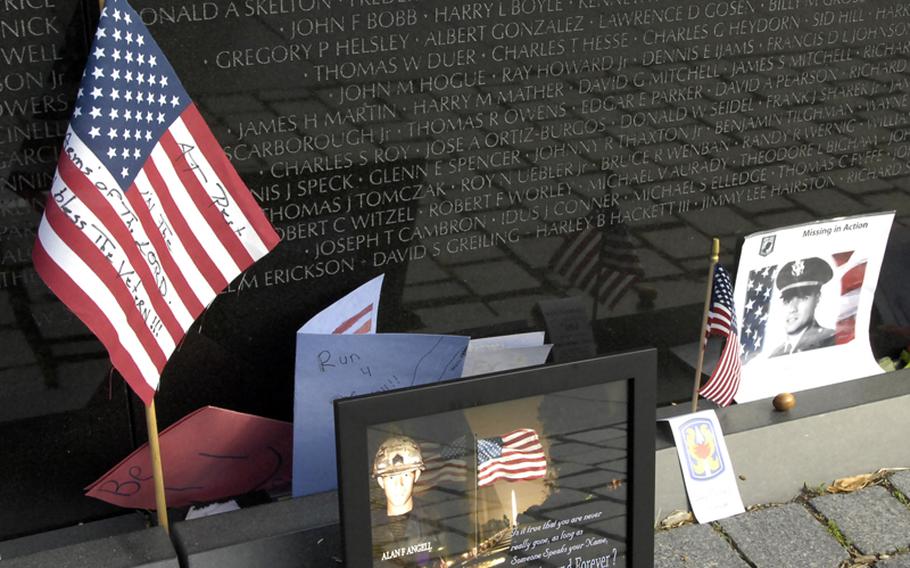 Mementos placed at the Vietnam Veterans Memorial honor the fallen on Memorial Day.
