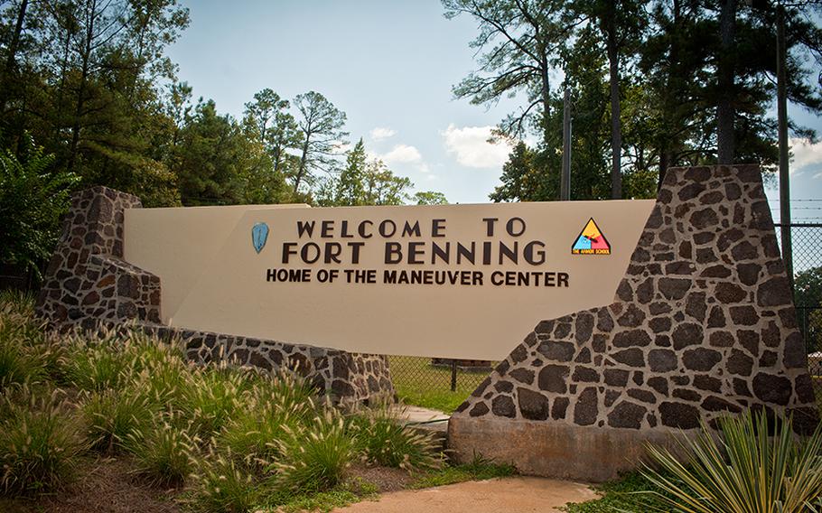 One of the stone gates at the entryway to Fort Benning is shown in this undated file photo.