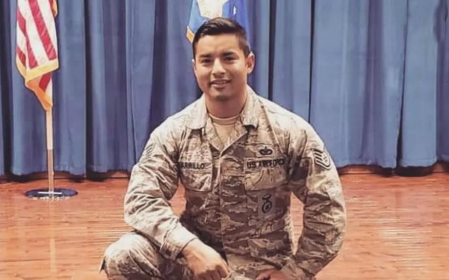 Air Force Sgt. Steven Carrillo, shown here in an undated photo posted to social media, has been charged with the killings of Federal Protective Service Officer Dave Patrick Underwood in May 2020 and Santa Cruz Sheriff’s Sgt. Damon Gutzwiller the following month.