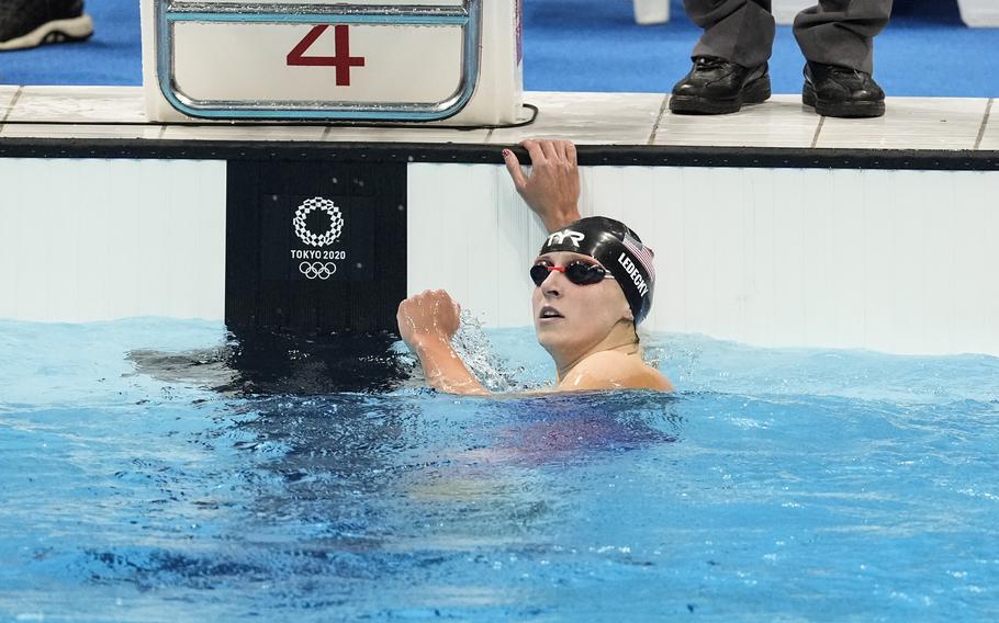 Katie Ledecky won her third consecutive Olympic gold in the 800-meter freestyle final. 