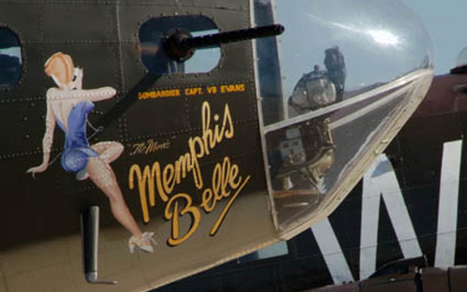 The painted nose of the Memphis Belle, a B-17 Flying Fortress. The Air Force announced Friday it had found hundreds of examples of pornography and tens of thousands of other inappropriate items, including photos of painted aircraft nose art, listed under "inappropriate/offensive."