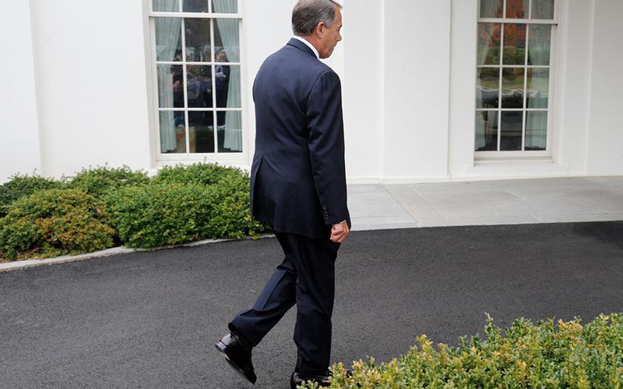 Speaker of the House John Boehner leaves following a meeting at the White House with President Barack Obama, March 1, 2013.