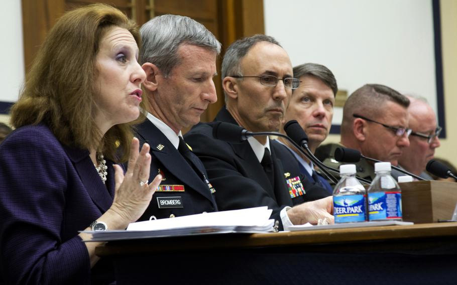 Jacqueline Garrick, acting director of the DOD's Defense Suicide Prevention Office, testifies before the House Armed Services Committee's Subcommittee on Military Personnel Thursday, March 21, 2013, at the U.S. Capitol.