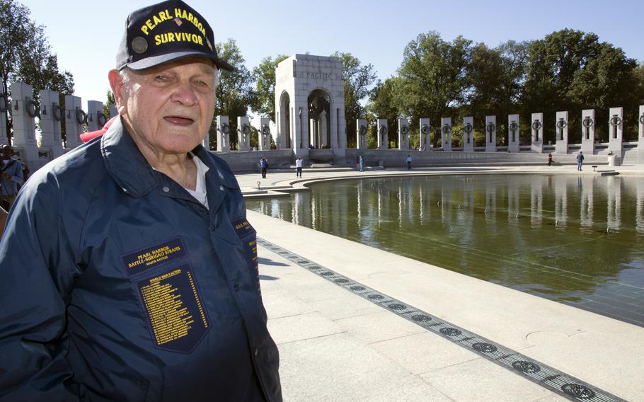 World War II veteran Frank Yanick, a Pearl Harbor survivor, was among those touring the National World War II Memorial on Oct. 15, 2013 in spite of the government shutdown.