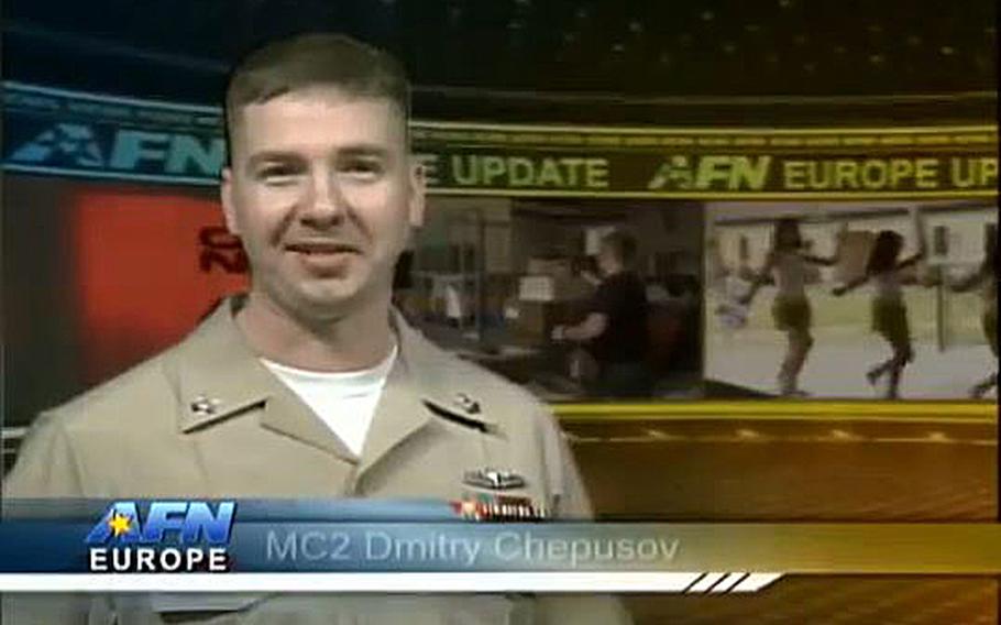 A video screen grab shows Petty Officer 2nd Class Dmitry Chepusov, a Navy broadcaster for the American Forces Network-Europe who was found dead in a vehicle in Kaiserslautern, Germany, on Saturday, Dec. 14, 2013.