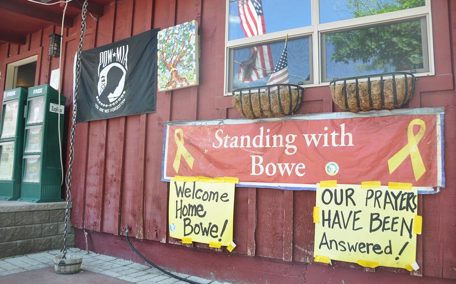 Sue Martin never considered removing the signs from her coffee shop in Hailey, Idaho, Bowe Bergdahl's hometown, even as criticism mounted against the city for supporting the former prisoner of war, who was held captive in Afghanistan for five years. 