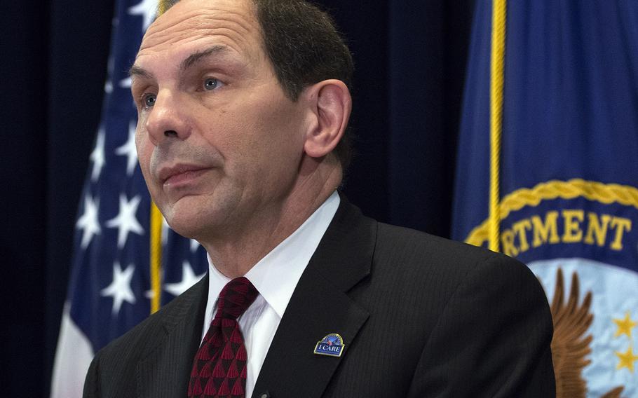Secretary of Veterans Affairs Bob McDonald at the VA's headquarters in Washington, D.C., on Sept. 8, 2014. McDonald testified at a  Senate Veterans Affairs Committee hearing on Tuesday, Sept. 7, 2014, that the VA needed 'tens of thousands' more medical staff.