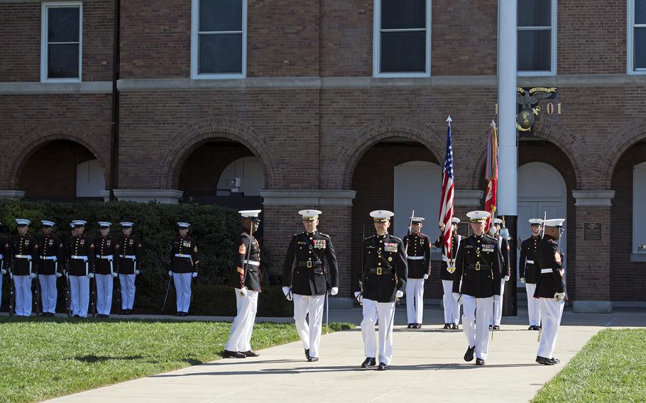 Passage of Command ceremony at the Marine Barracks in Washington, D.C., on Oct. 17, 2014.