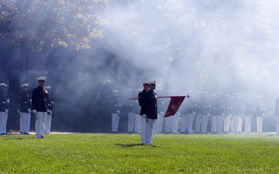 The Passage of Command ceremony at the Marine Barracks on Oct. 17, 2014.