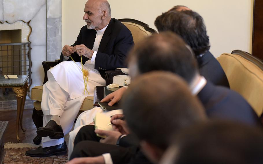 Ashraf Ghani, president of Afghanistan, during a meeting held Oct. 3, 2014 at the Presidential Palace in Kabul. 