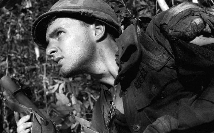 A U.S. soldier, during fighting in an area near Dau Tieng, Vietnam, in November, 1966.