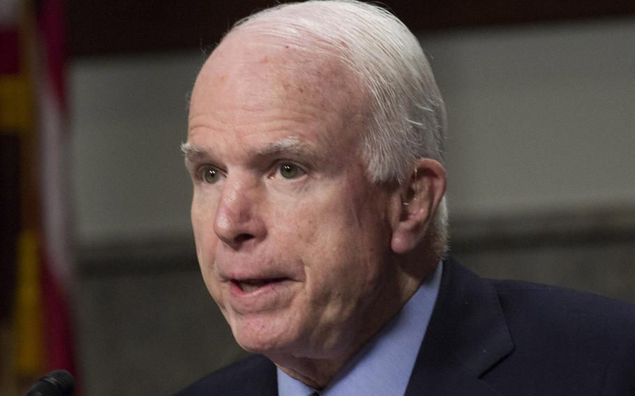 Sen. John McCain, R-Ariz., speaks at a Senate Armed Services Committee hearing in July, 2015.