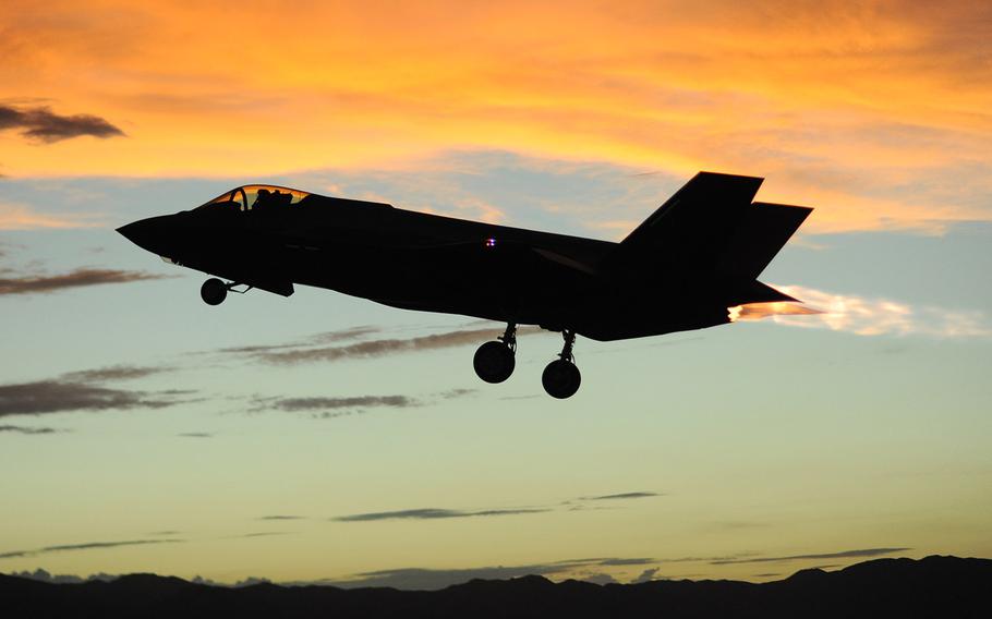 An F-35 Lightning II assigned to the 61st Fighter Squadron at Luke Air Force Base takes off, July 28, 2015.