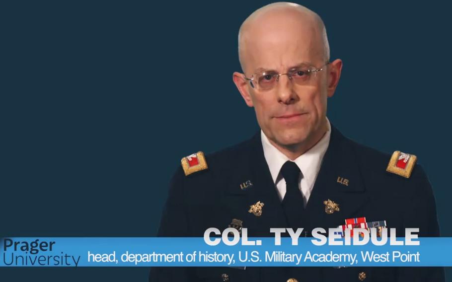 Col. Ty Seidule of the U.S. Military Academy's history department, in a screen capture from the Prager University website's video about the origins of the Civil War.
