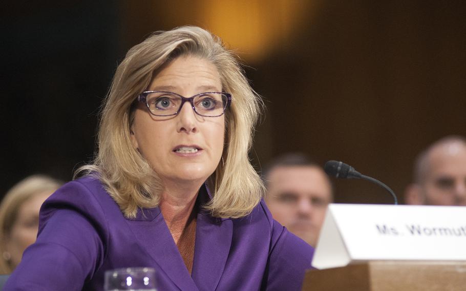 Under Secretary of Defense for Policy Christine Wormuth testifies at a Senate Committee on Armed Services hearing on Capitol Hill in Washington, D.C., on Wednesday, Sept. 16, 2015.