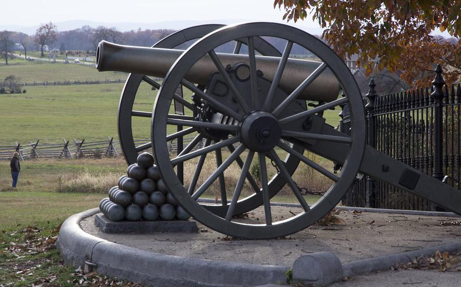 A cannon at Gettysburg National Military Park's Copse of Trees, the Confederate target during Pickett's Charge, Oct. 31, 2015.